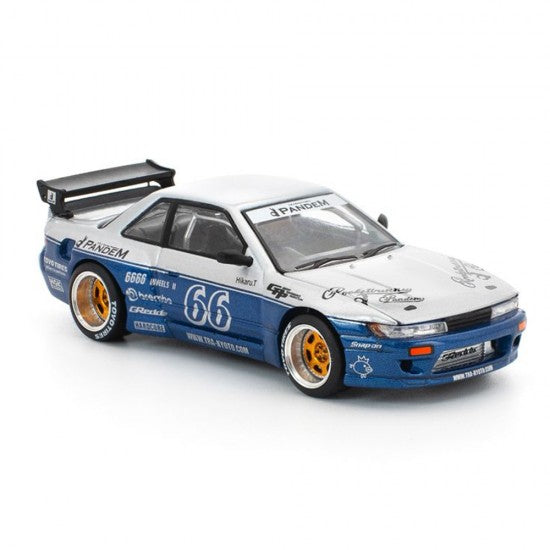 Laad de afbeelding in de Gallery-viewer, NISSAN PANDEM SILVIA S13 BLAUW/WIT POP RACE 1:64

