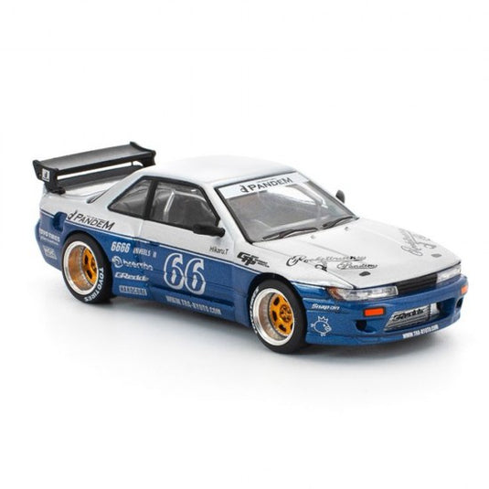 NISSAN PANDEM SILVIA S13 BLAUW/WIT POP RACE 1:64
