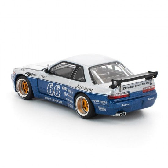 Laad de afbeelding in de Gallery-viewer, NISSAN PANDEM SILVIA S13 BLAUW/WIT POP RACE 1:64
