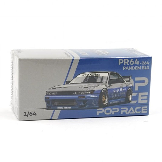 NISSAN PANDEM SILVIA S13 BLAUW/WIT POP RACE 1:64