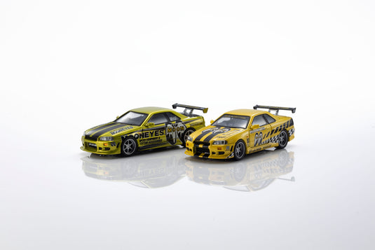 NISSAN SKYLINE GT-R (R34) MOONEYES 1 WITH LED 2026 + MOTN LED BASE SYSTEM BLACK 2025 KYOSHO 1:64