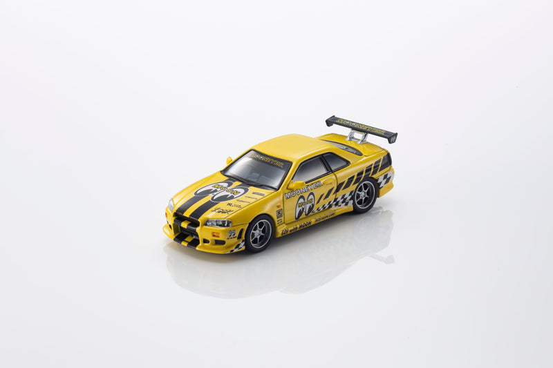 Load image into Gallery viewer, NISSAN SKYLINE GT-R (R34) MOONEYES 2 WITH LED 2026  + MOTN LED BASE SYSTEM BLACK 2025 KYOSHO 1:64
