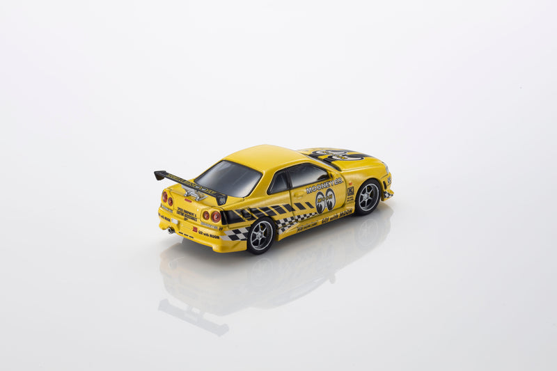 Load image into Gallery viewer, NISSAN SKYLINE GT-R (R34) MOONEYES 2 WITH LED 2026  + MOTN LED BASE SYSTEM BLACK 2025 KYOSHO 1:64
