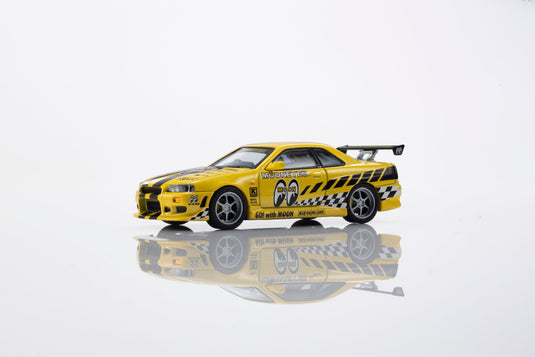 NISSAN SKYLINE GT-R (R34) MOONEYES 2 WITH LED 2026  + MOTN LED BASE SYSTEM BLACK 2025 KYOSHO 1:64