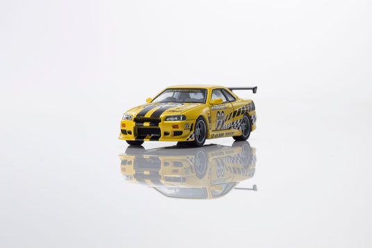 NISSAN SKYLINE GT-R (R34) MOONEYES 2 WITH LED 2026  + MOTN LED BASE SYSTEM BLACK 2025 KYOSHO 1:64