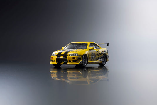 NISSAN SKYLINE GT-R (R34) MOONEYES 2 WITH LED 2026  + MOTN LED BASE SYSTEM BLACK 2025 KYOSHO 1:64