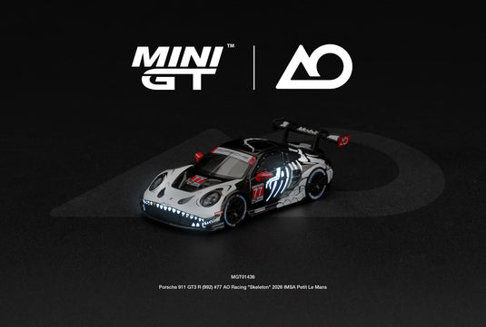 PORSCHE 911 (992) GT3 R #77 AO RACING SKELETON REXY PETIT LE MANS 2026 MINI GT 1:64