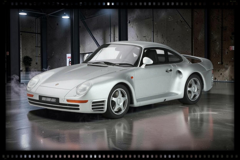 Laad de afbeelding in de Gallery-viewer, <tc>PORSCHE 959 1986 ZILVER GT SPIRIT 1:12</tc>
