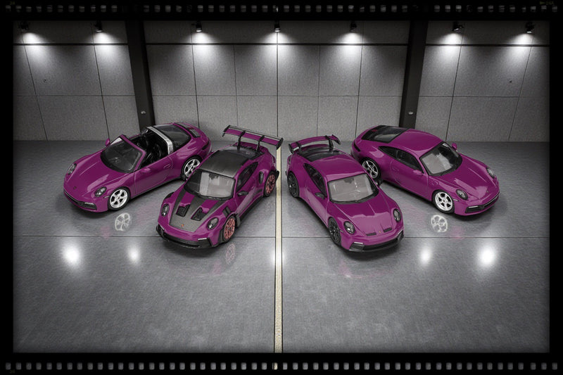Chargez l'image dans la visionneuse de la galerie, ‼️ÉDITION LIMITÉE‼️ Porsche 911 (992) ROUGE PIERRE RUBIS ENSEMBLE DE 4 VOITURES 2025 MINI GT 1:64
