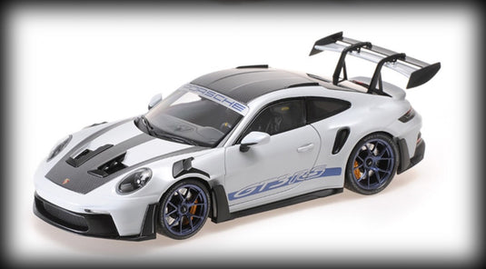 Porsche 911 (992) GT3 RS WEISSACH PACKAGE W/BLUE DECOR & BLACK WHEELS 2022 Limited Edition 653 pcs MINICHAMPS 1:18