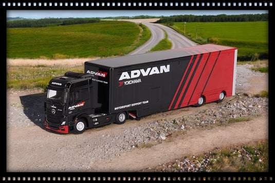 Mercedes-Benz ACTROS W/ RACING TRANSPORTER 2023 (LHD) MINI GT 1:64