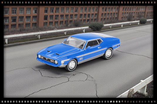Ford MUSTANG MACH 1 GRABBER BLUE 1971 (LHD) MINI GT 1:64