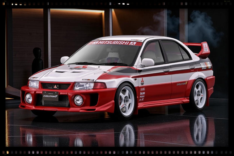 Load image into Gallery viewer, MITSUBISHI LANCER EVOLUTION V (CP9A) WHITE/RED IGNITION MODEL 1:18
