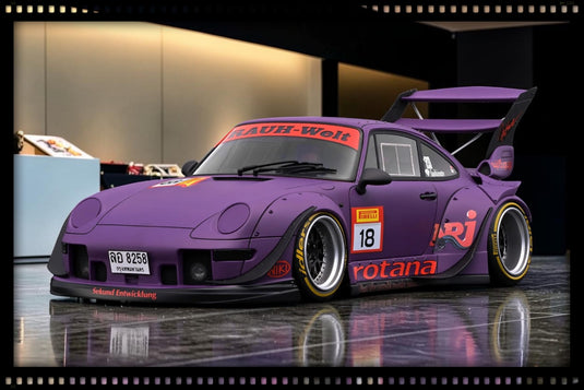 ‼️LIMITED EDITION‼️ PORSCHE RWB 993 PURPLE WITH *MR.NAKAI* IGNITION MODEL 1:18