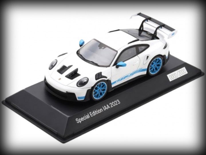 Load image into Gallery viewer, Porsche 911 GT3 RS (992) IAA SPECIAL MODEL 2023 White/Blue - LIMITED EDITION 2000 pieces - PORSCHE DEALERMODEL 1:43
