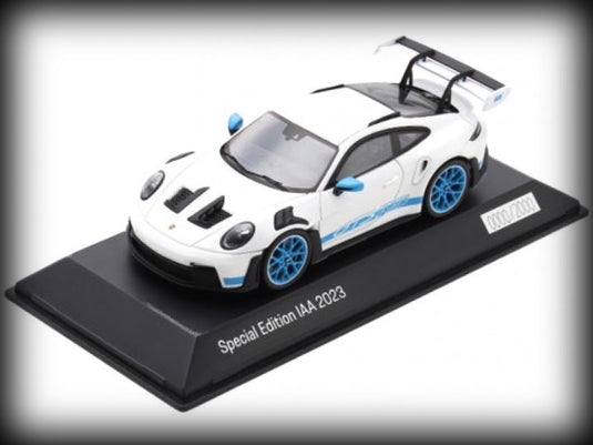 Porsche 911 GT3 RS (992) IAA SPECIAL MODEL 2023 White/Blue - LIMITED EDITION 2000 pieces - PORSCHE DEALERMODEL 1:43