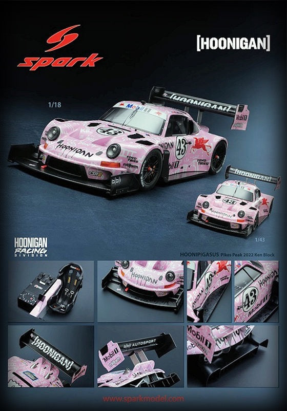 Chargez l'image dans la visionneuse de la galerie, PORSCHE HOONIPIGASUS 911 #43 KEN BLOCK PIKES PEAK 2022 SPARK 1:18
