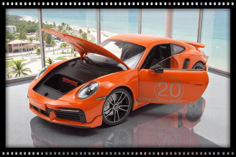 Load image into Gallery viewer, Porsche 911 (992) Turbo S coupe Sport Design 2021 Orange MINICHAMPS 1:18
