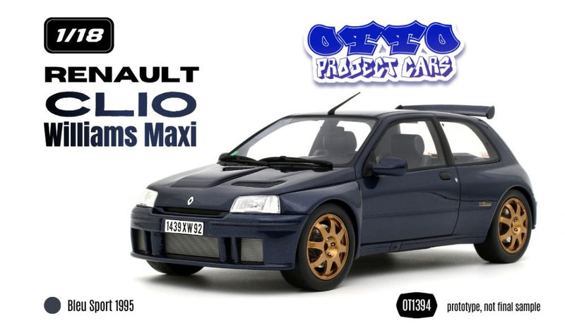 Chargez l'image dans la visionneuse de la galerie, RENAULT CLIO WILLIAMS MAXI BLEU SPORT 1995 OTTOmobile 1:18

