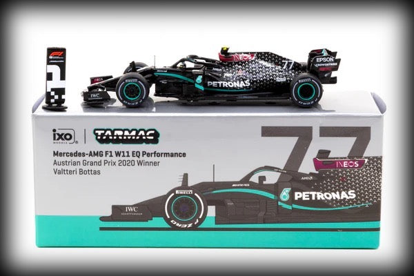 Load image into Gallery viewer, Mercedes Benz AMG F1 W11 EQ Performance #77 Valtteri Bottas Winner Austrian Grand Prix 2020 TARMAC WORKS 1:64
