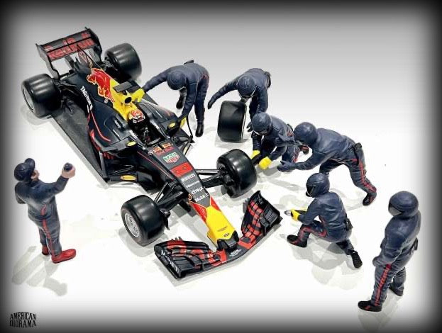 Load image into Gallery viewer, Pit Crew Figures set #3 Team Blue-Purple (7 figures). (Car not included) AMERICAN DIORAMA 1:43
