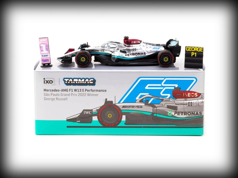Load image into Gallery viewer, Mercedes Benz AMG F1 W13 E Performance #63 George Russell Winner Sao Paulo Grand Prix 2022 TARMAC WORKS 1:64
