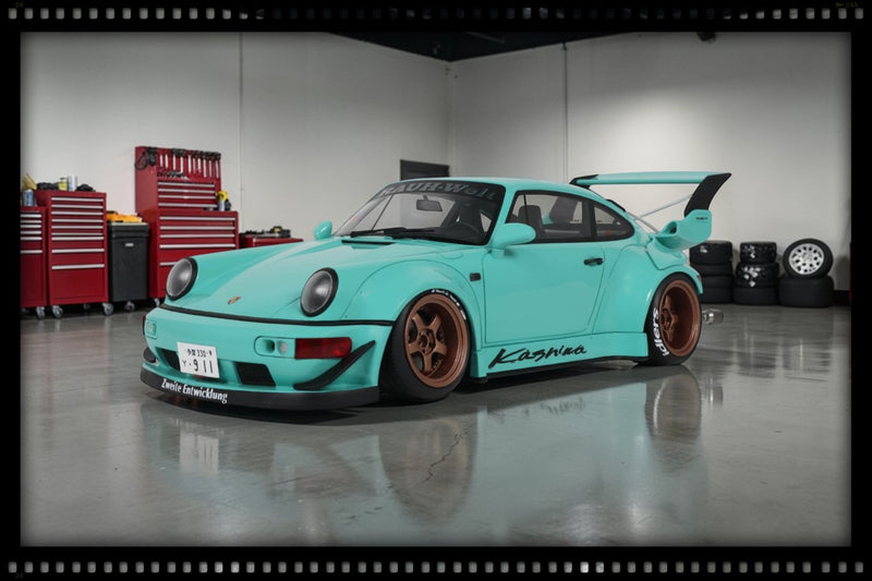Laad de afbeelding in de Gallery-viewer, PORSCHE RWB KASHIWA BLAUW 2022 GT SPIRIT 1:18
