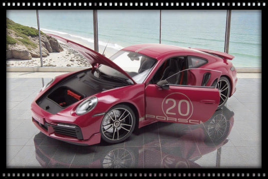 Porsche 911 (992) Turbo S coupe Sport Design 2021 Red MINICHAMPS 1:18