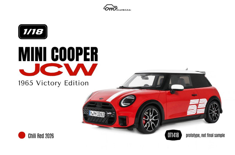 Chargez l'image dans la visionneuse de la galerie, MINI COOPER JCW 1965 VICTORY EDITION CHILI ROUGE 2026 OTTOmobile 1:18
