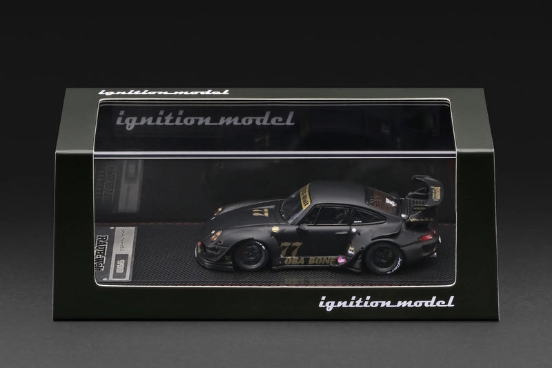 Laad de afbeelding in de Gallery-viewer, PORSCHE RWB 993 MAT ZWART IGNITION MODEL 1:64
