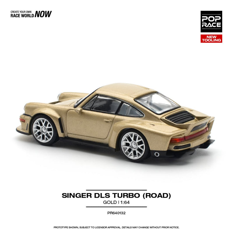 Laad de afbeelding in de Gallery-viewer, PORSCHE SINGER DLS TURBO (ROAD) GOUD POP RACE 1:64

