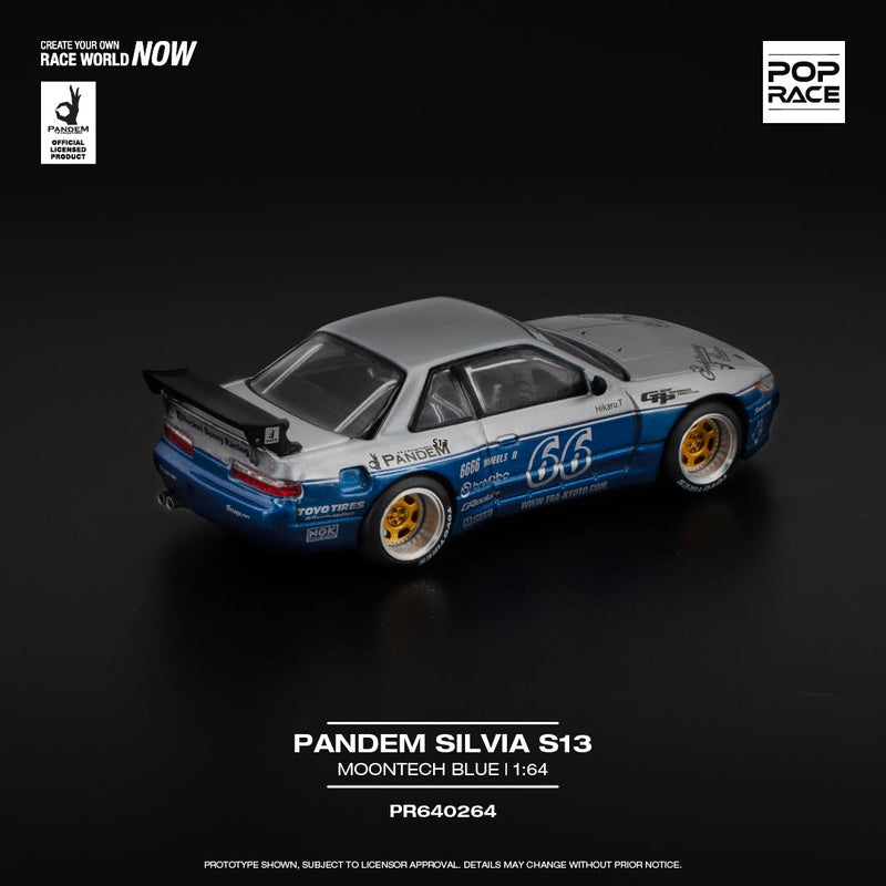 Laad de afbeelding in de Gallery-viewer, NISSAN PANDEM SILVIA S13 BLAUW/WIT POP RACE 1:64

