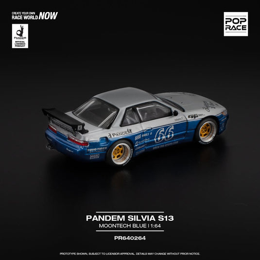 NISSAN PANDEM SILVIA S13 BLAUW/WIT POP RACE 1:64