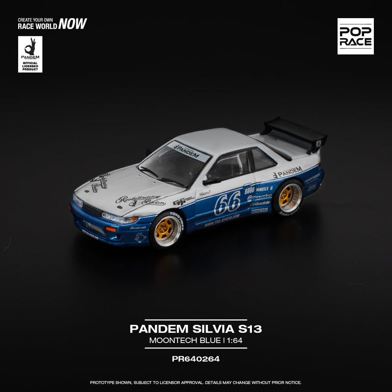 Laad de afbeelding in de Gallery-viewer, NISSAN PANDEM SILVIA S13 BLAUW/WIT POP RACE 1:64
