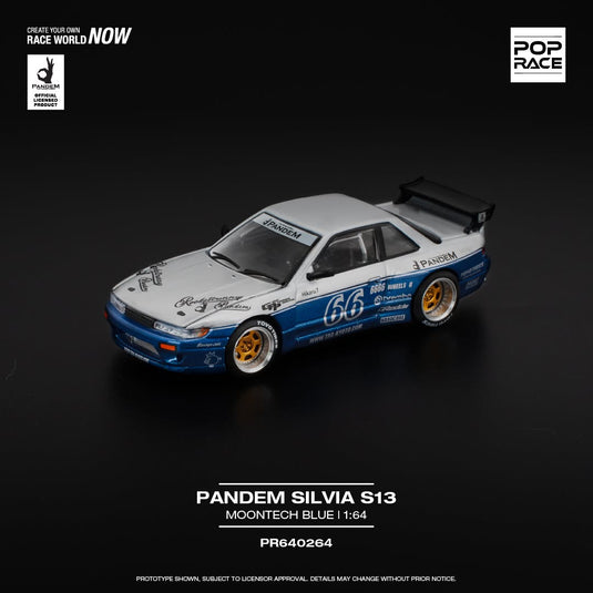 NISSAN PANDEM SILVIA S13 BLAUW/WIT POP RACE 1:64