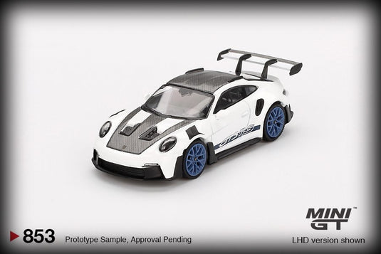 Porsche 911 (992) GT3 RS WEISSACH PACKAGE WHITE WITH INDIGO BLUE (LHD) MINI GT 1:64
