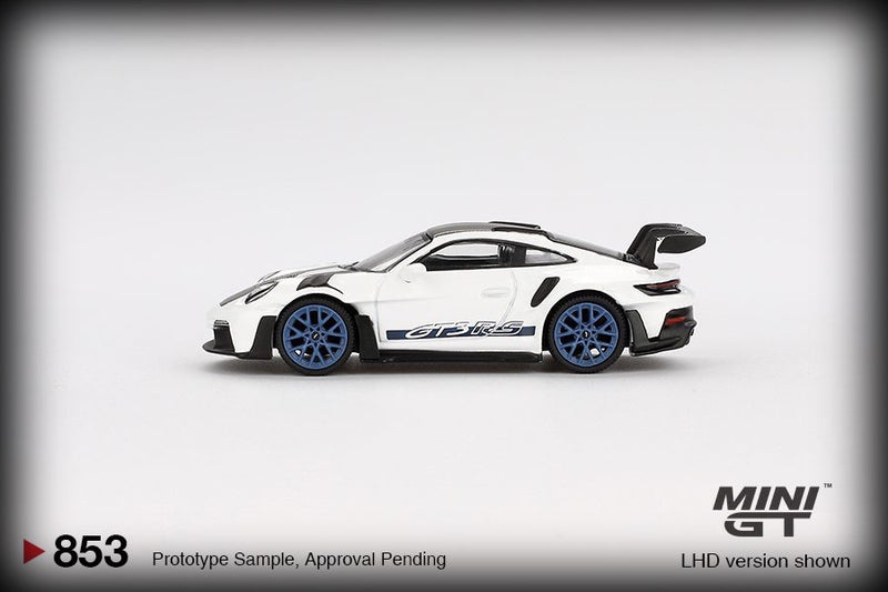 Load image into Gallery viewer, Porsche 911 (992) GT3 RS WEISSACH PACKAGE WHITE WITH INDIGO BLUE (LHD) MINI GT 1:64
