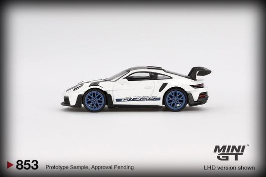 Porsche 911 (992) GT3 RS WEISSACH PACKAGE WHITE WITH INDIGO BLUE (LHD) MINI GT 1:64