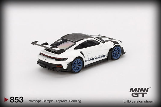 Porsche 911 (992) GT3 RS WEISSACH PACKAGE WHITE WITH INDIGO BLUE (LHD) MINI GT 1:64