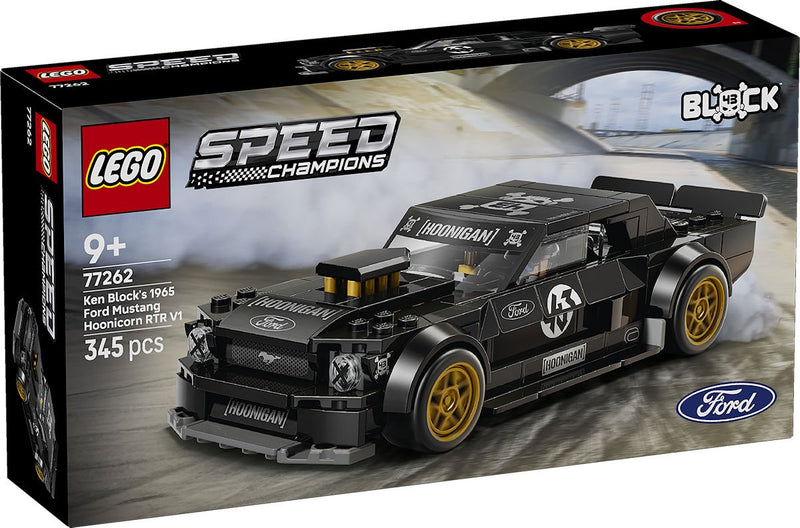 Laad de afbeelding in de Gallery-viewer, FORD MUSTANG HOONICORN V1 "KEN BMOCKS 1965" ZWART LEGO SPEED CHAMPIONS
