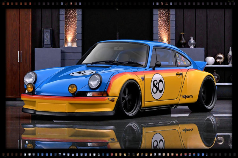 Load image into Gallery viewer, Porsche RWB BACKDATE BLUE/YELLOW IGNITION MODEL 1:18
