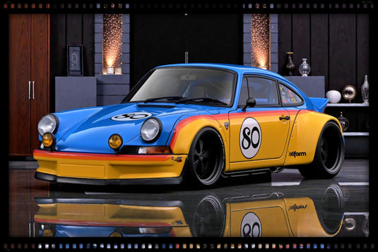 Porsche RWB BACKDATE BLUE/YELLOW IGNITION MODEL 1:18