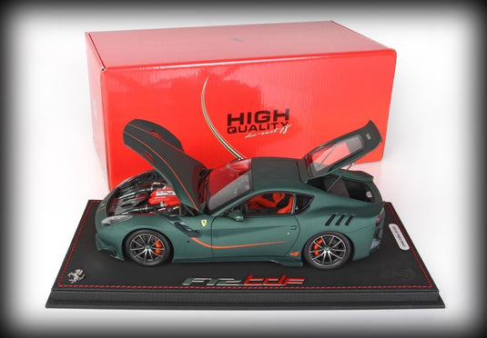 Ferrari F12 TDF Matt Green with display case (LIMITED EDITION 200 pieces) BBR Models 1:18