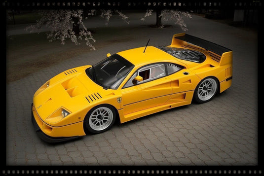 Ferrari F40 LM 1996 Press Version Yellow with BBS silver rims (LIMITED EDITION Nr.31/95 With leather base / No Case) TECNOMODEL 1:18