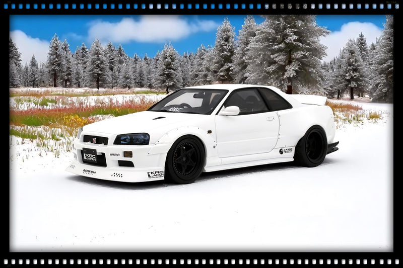 Load image into Gallery viewer, Nissan SKYLINE GT-R (BNR34) BY KRC PEARL WHITE QX1 2019 OTTOmobile 1:18
