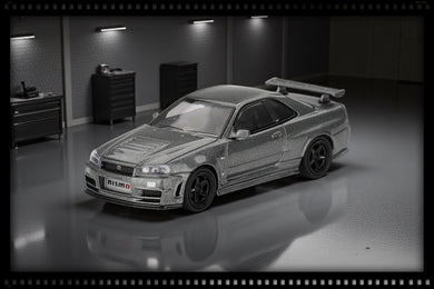 Nissan SKYLINE GTR (R34) DARK METAL GRAY NISMO CRS 1999 (RHD) MINI GT 1:64
