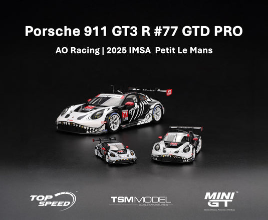 Porsche 911 (992) GT3 R #77 GTD PRO AO RACING PETIT LE MANS 2025 (LHD) MINI GT 1:64