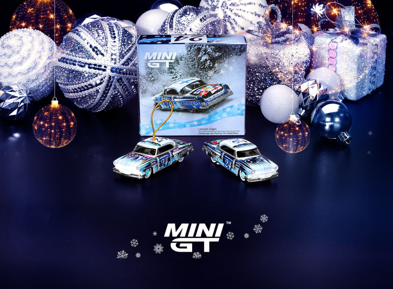 Load image into Gallery viewer, Lincoln CAPRI CHRISTMAS HOT ROD BY TIM SADCHIKOV EDITION LIMITED 2024 (LHD) MINI GT 1:64
