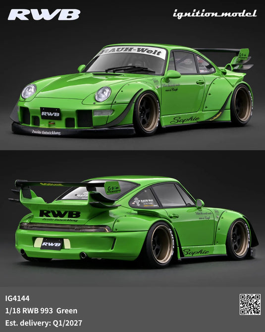 PORSCHE RWB 993 GREEN IGNITION MODEL 1:18