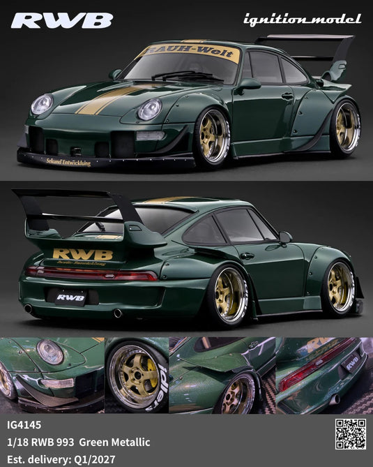 PORSCHE RWB 993 GREEN IGNITION MODEL 1:18